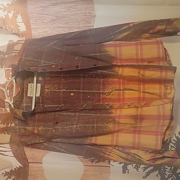 Sonoma Life+Style splattered bleach button down plaid top - Picture 6 of 6